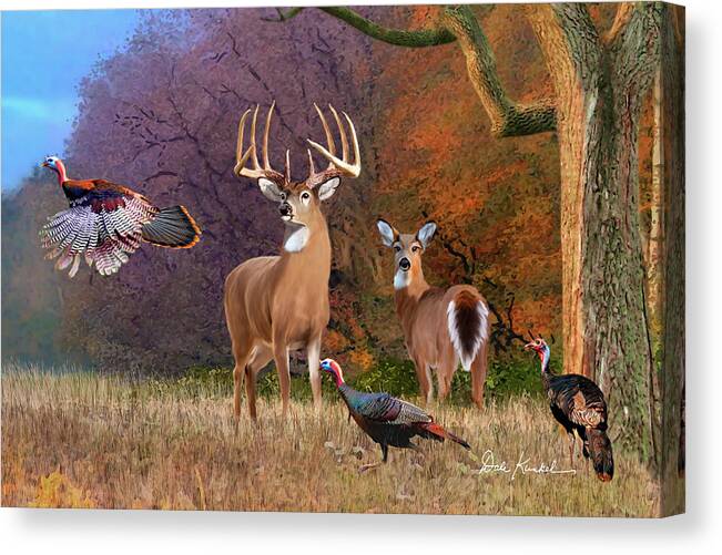 Whitetail Deer Canvas Print featuring the painting Whitetail Deer Art Print - American Heartthrob by Dale Kunkel Art