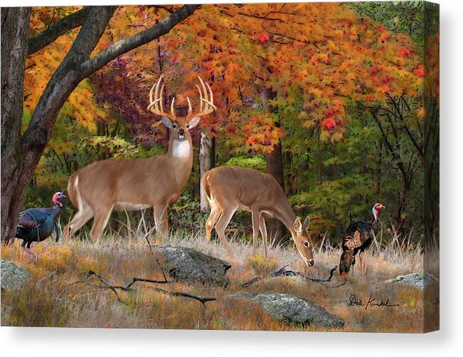 Whitetail Deer Canvas Print featuring the painting Whitetail Deer Art Print - King of the Forest by Dale Kunkel Art