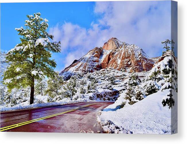 Zion Canvas Print featuring the photograph Zion Mount Carmel Hwy-East Zion by Bnte Creations