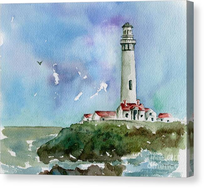 Lighthouse Canvas Print featuring the painting Pigeon Point Lighthouse by Diane Thornton