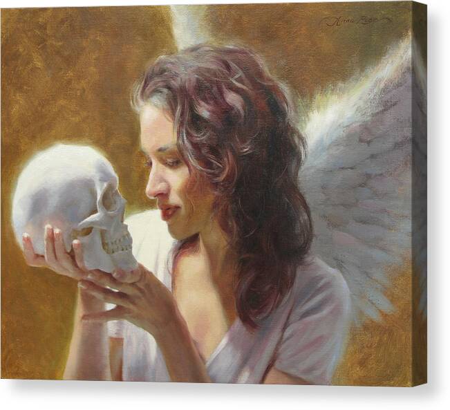 Angel Canvas Print featuring the painting Remembrance by Anna Rose Bain