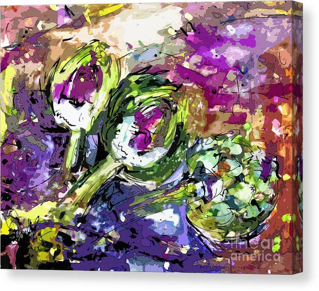 Abstract Canvas Print featuring the painting Abstract Artichoke Art by Ginette by Ginette Callaway