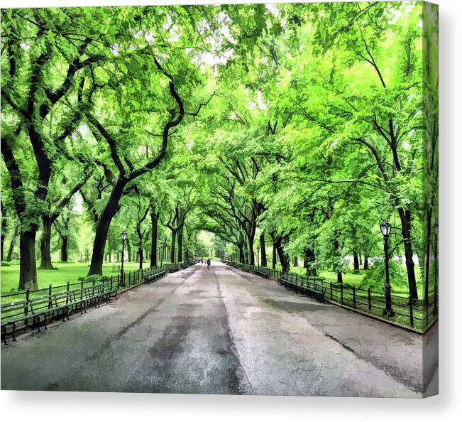 New York Canvas Print featuring the painting New York City Central Park Mall by Christopher Arndt