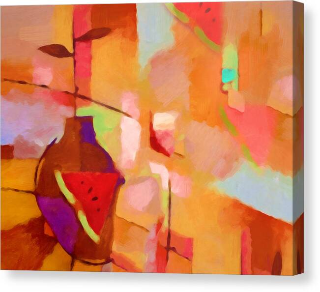 Colorful Dining Canvas Print featuring the painting Dining Impression by Lutz Baar