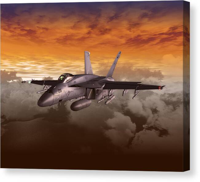 Airplane Canvas Print featuring the digital art FA 18 number21 by Mike Ray