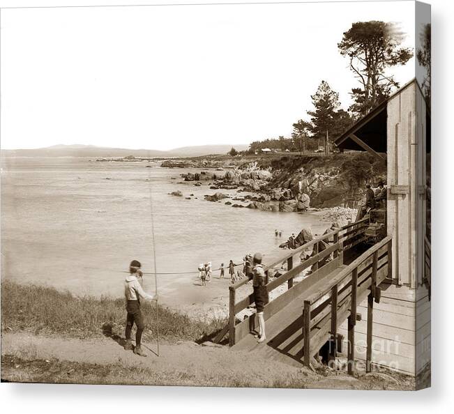 Loves Point Canvas Print featuring the photograph Loves Point Beach Pacific Grove Circa 1895 by Monterey County Historical Society