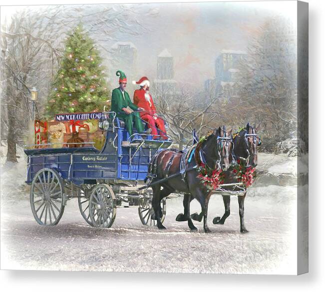 Christmas Card Canvas Print featuring the digital art A New York Kinda Christmas by Trudi Simmonds