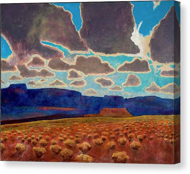 Landscape Canvas Print featuring the painting Blue Mesa by Kerry Beverly