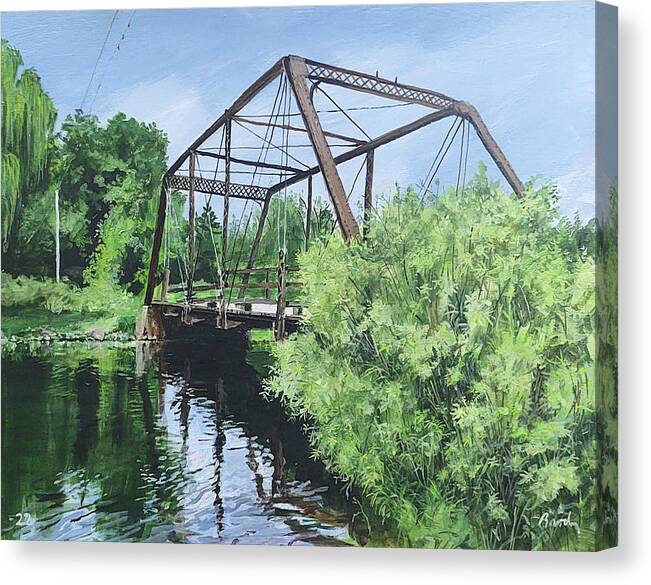 Bridge Canvas Print featuring the painting Gone Fishing by William Brody