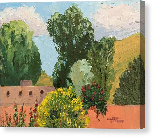 Landscape Canvas Print featuring the painting High Noon Adobe by Celeste Drewien