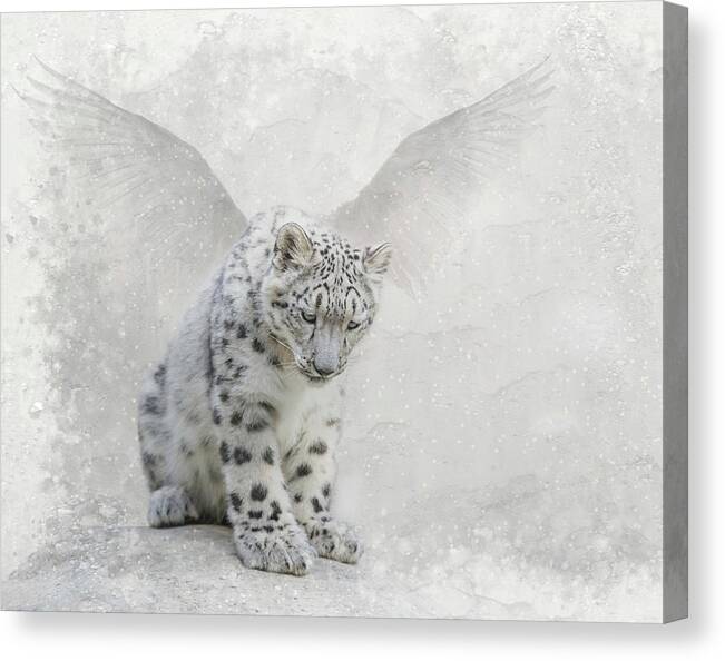 Snow Leopard Canvas Print featuring the digital art Snow Angel by Nicole Wilde