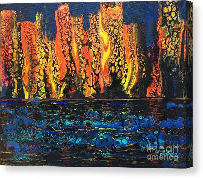 Abstract Canvas Print featuring the painting The Night Chicago Died by Celeste Drewien