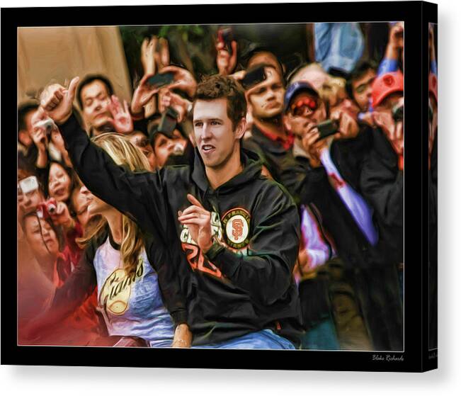 Buster Posey Canvas Print featuring the photograph Buster Posey World Series 2012 by Blake Richards