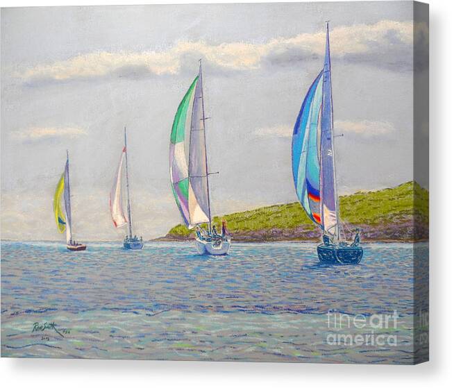 Sailboats Canvas Print featuring the pastel Chester Race Week by Rae Smith PSC