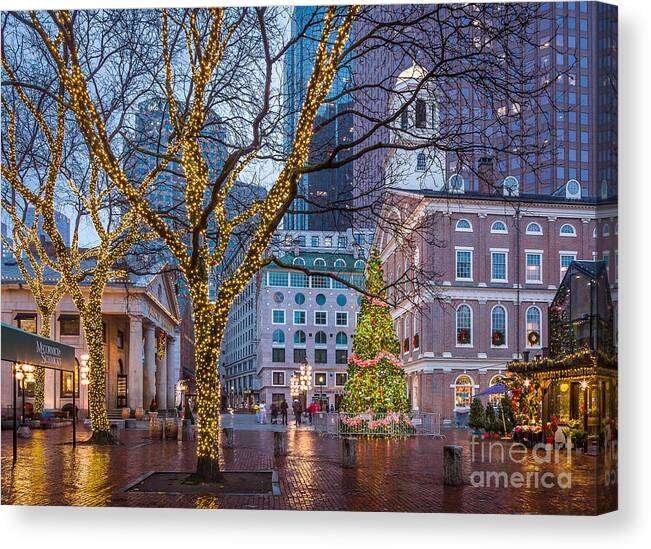 America Canvas Print featuring the photograph Faneuil Hall Holiday by Susan Cole Kelly