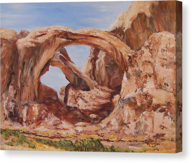 Arches National Park Canvas Print featuring the painting Refuge #1 by George Richardson