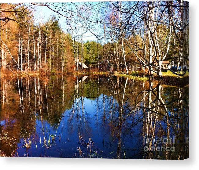 Reflection Canvas Print featuring the photograph Chapin Lane Pond by Xine Segalas