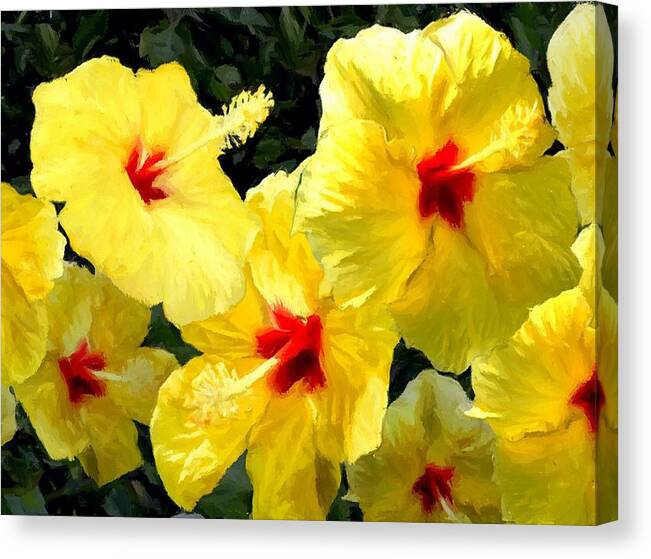Hibiscus Canvas Print featuring the painting Hibiscus, Yellow #1 by Stephen Jorgensen