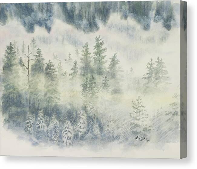 Mist Canvas Print featuring the painting Mist on Warm Lake Road #2 by Link Jackson