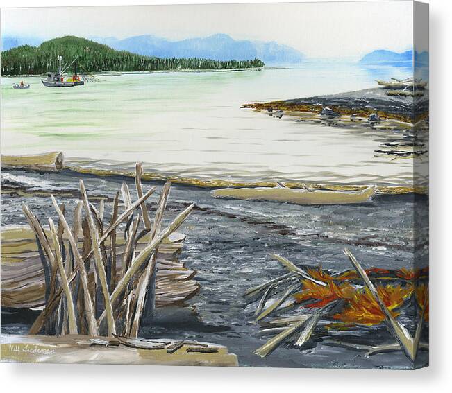 Alaska Native Canvas Print featuring the painting Alutiiq Lifestyle by Will Tiedeman