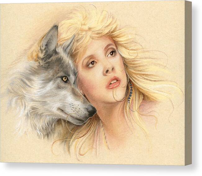 Stevie Nicks Canvas Print featuring the drawing Beauty and the Beast by Johanna Pieterman