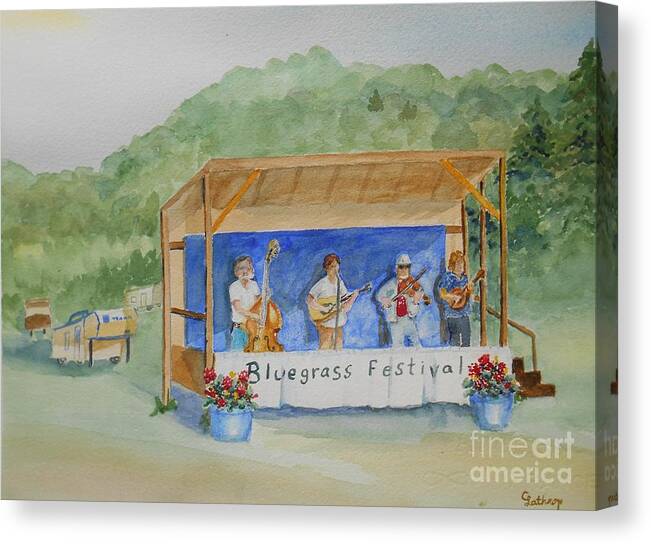 Music Canvas Print featuring the painting Bluegrass Festival by Christine Lathrop