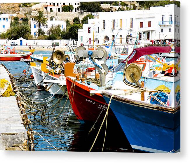 Parthos Canvas Print featuring the photograph Boats on Parthos by Stacey Granger