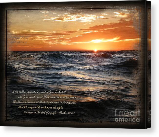Sunset Canvas Print featuring the mixed media Deep Calls To Deep - Rustic by Shevon Johnson