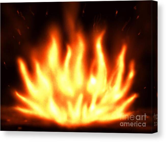 Fire Canvas Print featuring the painting Fires At Midnight by Roxy Riou