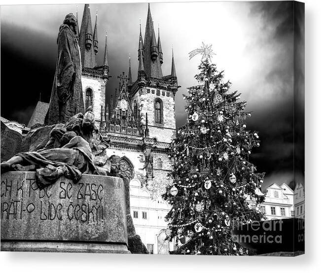 Jan Hus Christmas Canvas Print featuring the photograph Jan Hus Christmas Prague by John Rizzuto