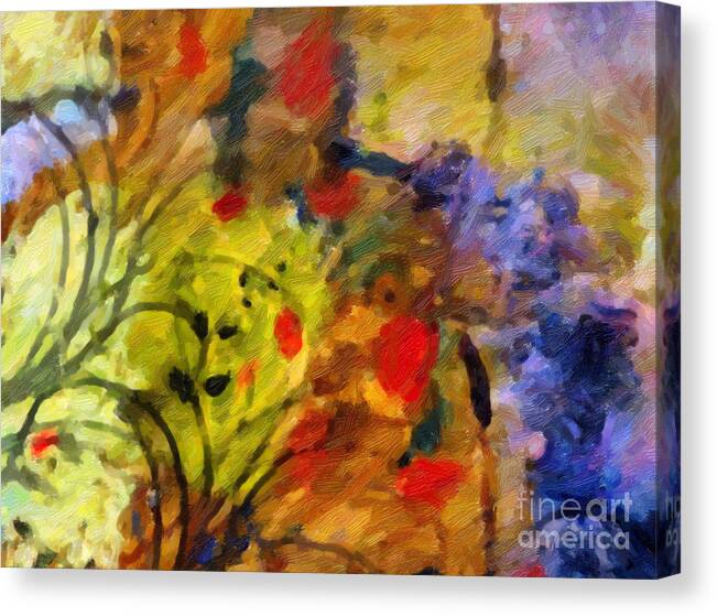Abstract Flowers Canvas Print featuring the painting Natures Colorplay by Lutz Baar