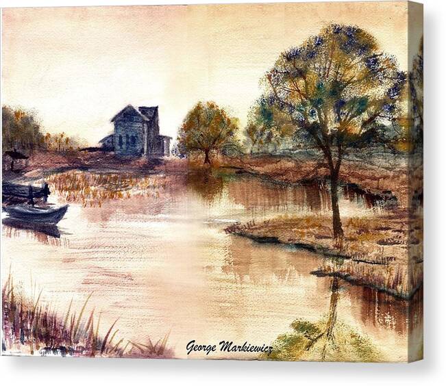 Water Landscape Canvas Print featuring the print Old Time Mural by George Markiewicz