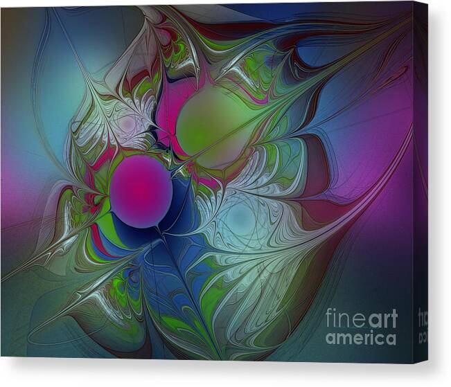 Abstract Canvas Print featuring the digital art Pink Ping Pong Ball by Karin Kuhlmann