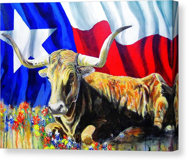 Longhorn Canvas Print featuring the painting Texas Icons by Cynthia Westbrook