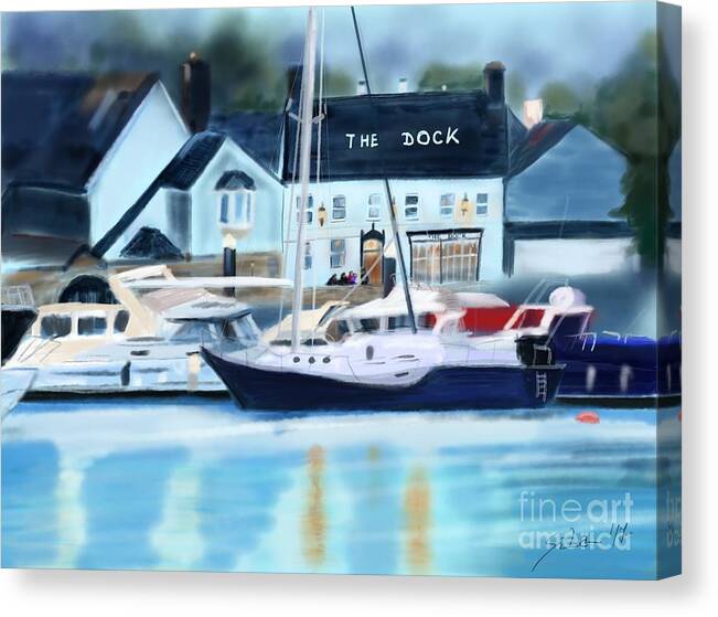 Digital Painting Canvas Print featuring the painting The Dock Kinsale by Lidija Ivanek - SiLa