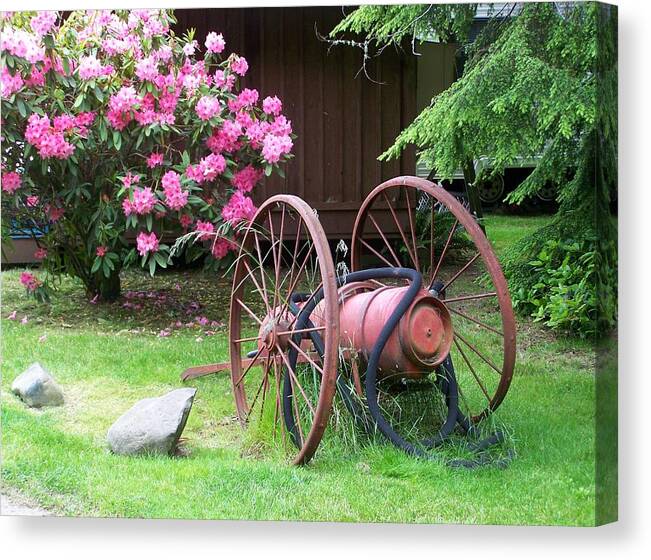 Fire Canvas Print featuring the photograph The Old Fire Pumper by Mark Cheney