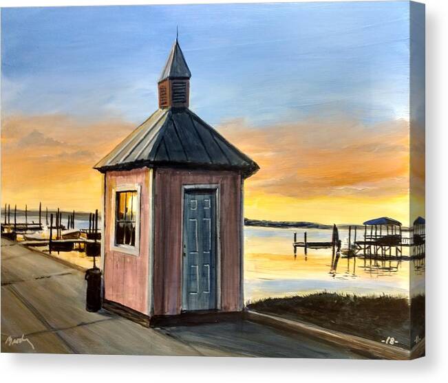 Sunset Canvas Print featuring the painting Pink Shed by William Brody
