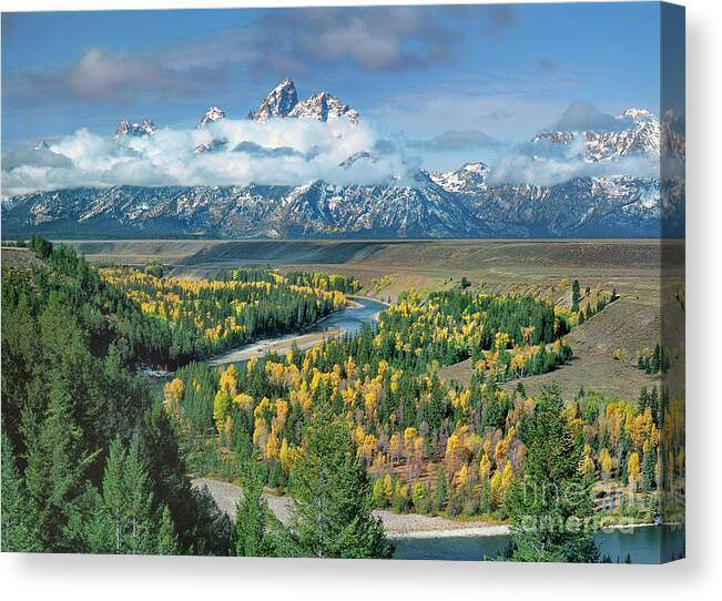 Dave Welling Canvas Print featuring the photograph Clearing Storm Snake River Overlook Grand Tetons Np by Dave Welling
