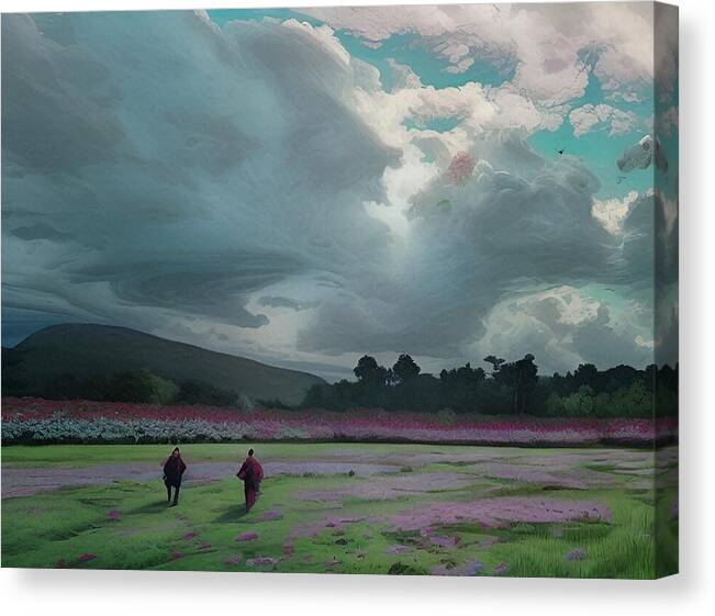 Nature Canvas Print featuring the mixed media Clouds at Twilight by Abbie Shores