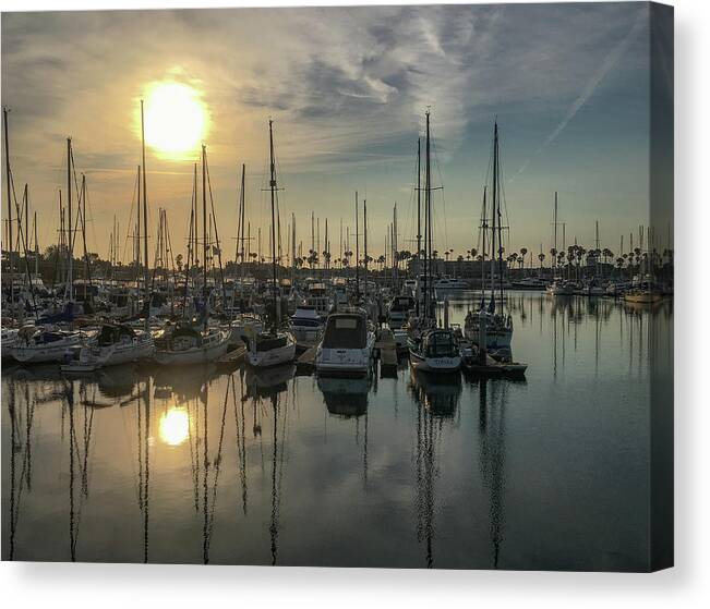 Dawn Canvas Print featuring the photograph Dawn, Channel Islands Harbor Marina, Oxnard, California by Bonnie Colgan