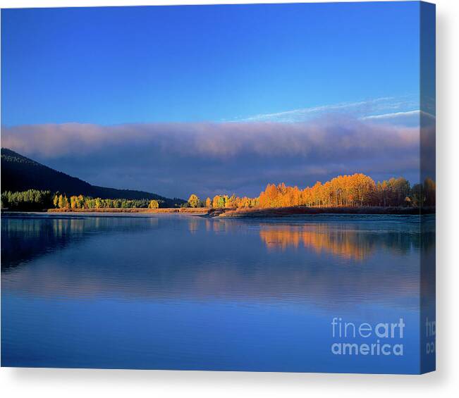 Dave Welling Canvas Print featuring the photograph Fall Clouds Oxbow Bend Grand Tetons National Park by Dave Welling