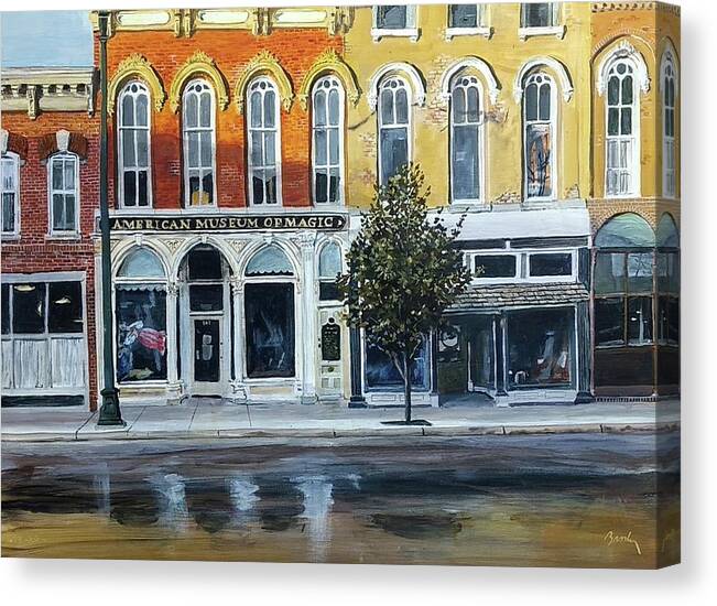 Old Downtown Canvas Print featuring the painting Homagae To Hopper by William Brody