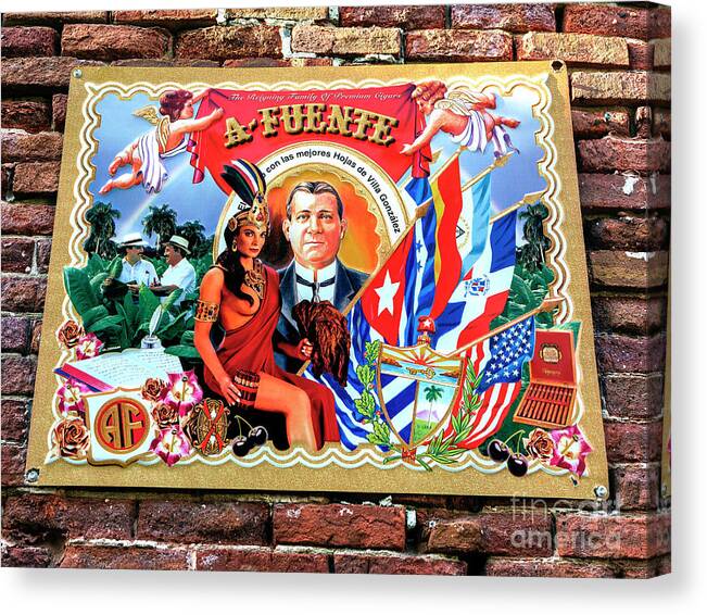 Arturo Fuente Sign In Key West Canvas Print featuring the photograph Key West Arturo Fuente Sign by John Rizzuto