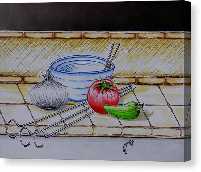 Cooking Canvas Print featuring the mixed media Let's Cook by Kem Himelright