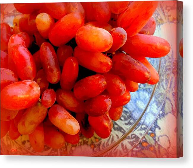 Grapes Canvas Print featuring the photograph Luscious Fresh Grapes - RED by VIVA Anderson
