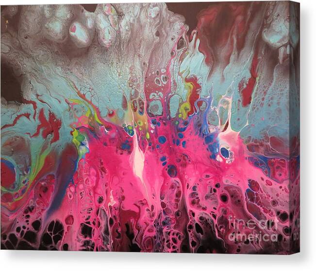 Abstract Canvas Print featuring the painting Pink-a-Teal by Sonya Walker