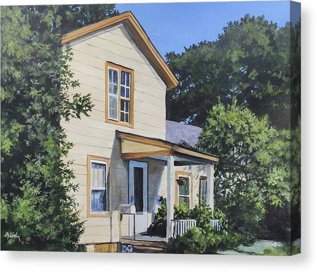 Small Town Canvas Print featuring the painting Snuggle In by William Brody