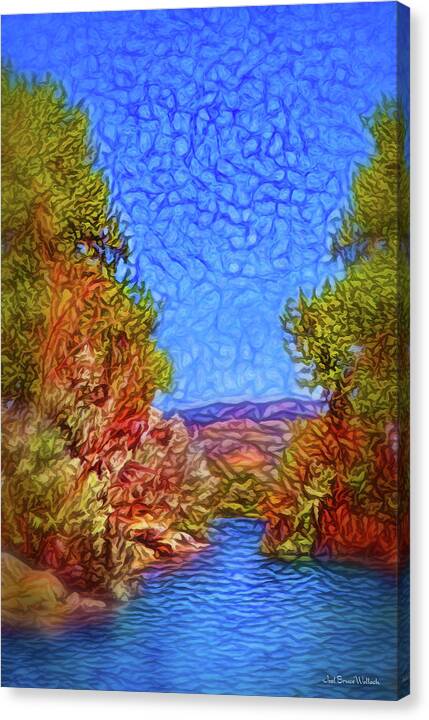 Joelbrucewallach Canvas Print featuring the digital art Waterway Reverie by Joel Bruce Wallach