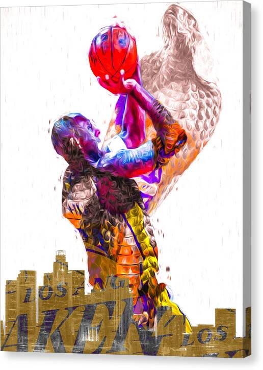 Kobe Canvas Print featuring the photograph Kobe Bryant Los Angeles Lakers Digital Painting Snake 1 by David Haskett II