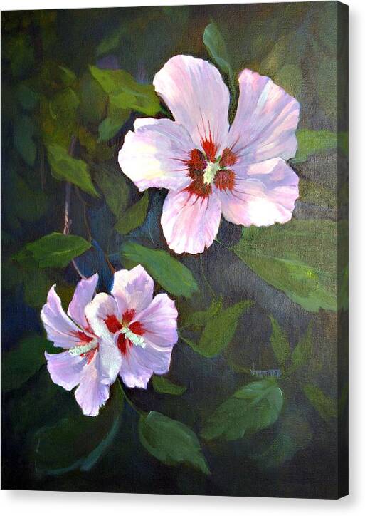Floral Canvas Print featuring the painting Rose of Sharon by Jimmie Trotter